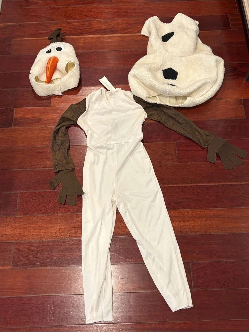 Disney Olaf Snowman Costume Toddler M 3T-4T 3 Piece Set White with Black Accents